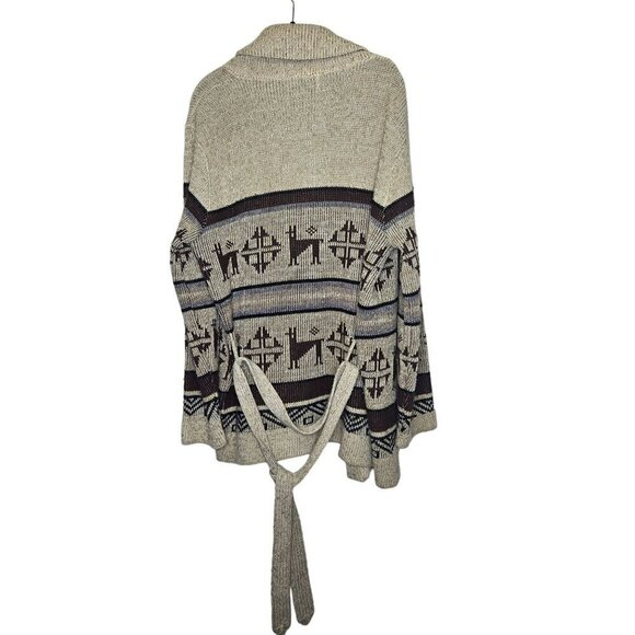 Dimension By Milford Vintage Southwest Alpaca Knit Belted Cardigan Sweater M - Picture 2 of 12